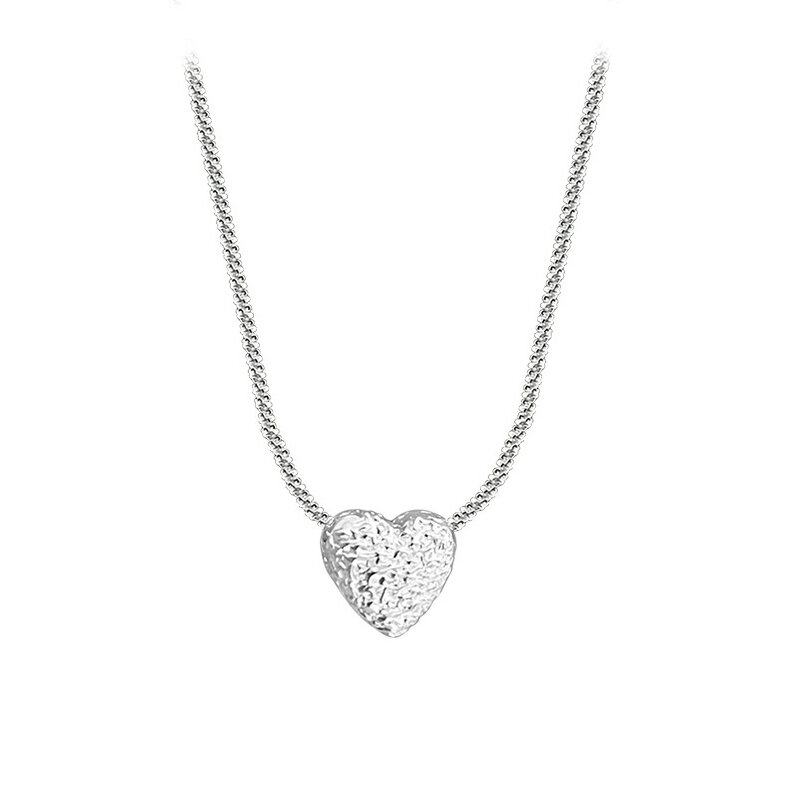 Colar em forma de coração para mulheres e meninas, prata esterlina 925, padrão de martelo, amor, simples, joias, presente, boutique, NK153, novo