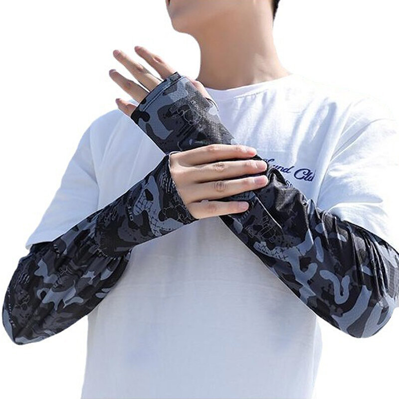 1 paio di tritaghiaccio protezione solare guanti da guida elastici per uomo protezione UV per esterni manicotti per la copertura del braccio manicotti per respirare leggeri