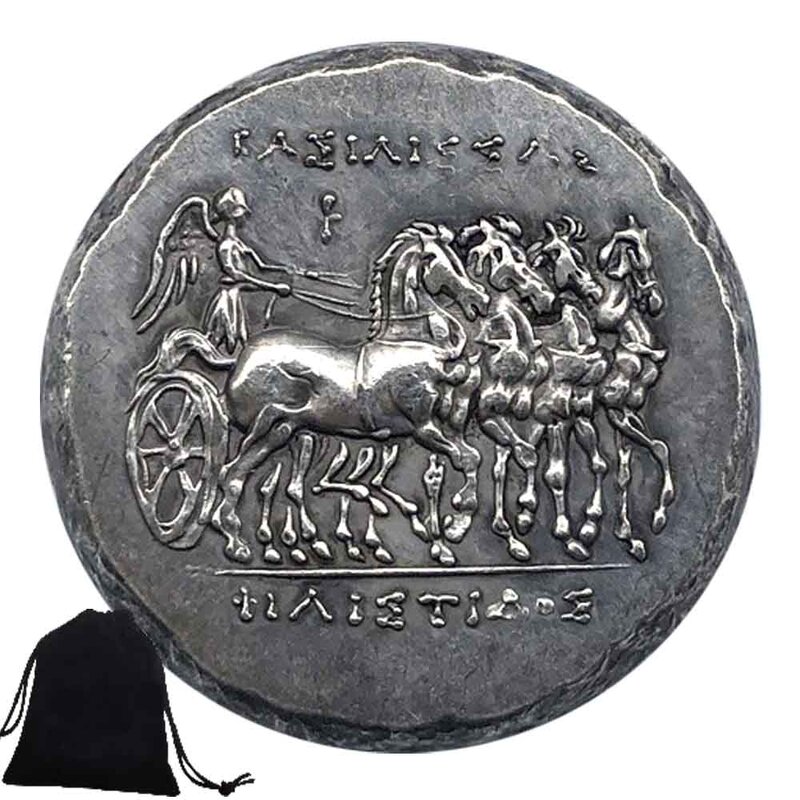 Hebat Yunani kuda ditarik kereta lucu 3D baru pasangan seni koin/keberuntungan peringatan koin saku menyenangkan koin + tas hadiah