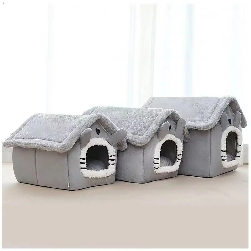 Casa de interior cálida para perro, tienda de campaña suave, perrera para gato, cama con cojín extraíble, adecuada para mascotas pequeñas, medianas y grandes