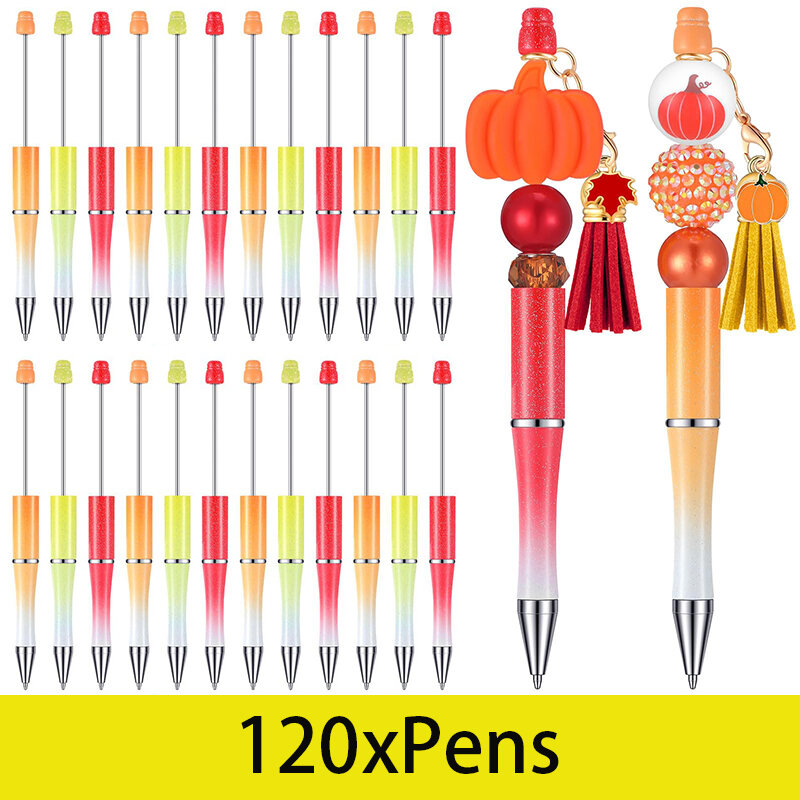 أقلام بلاستيكية Beadable لصنع بنفسك ، أقلام حبر أسود حبة ، أقلام مطرز ، 3 ألوان ، 120 قطعة