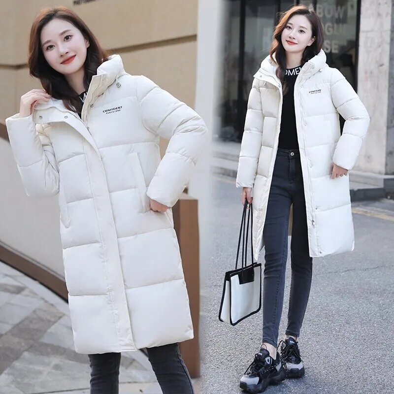 Baumwoll jacke Damen mantel Mode lose lange dicke warme Parker Mantel 2024 Winter neue koreanische Kapuze Daunen Baumwolle gepolsterte Jacke