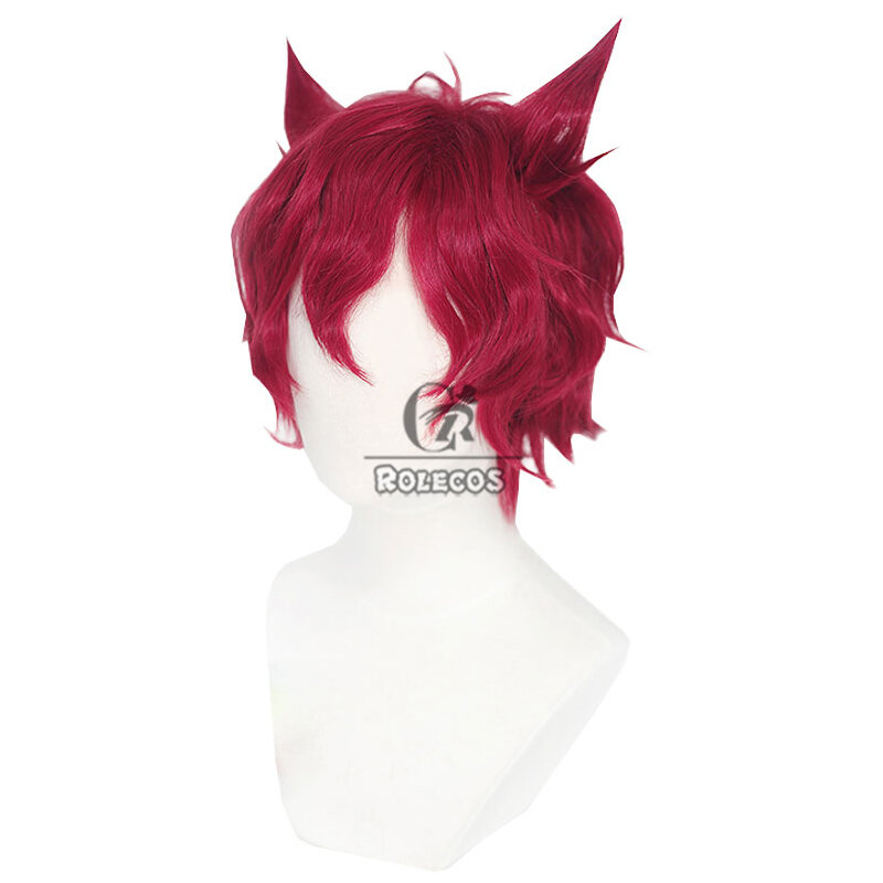 ROLECOS Sett Cosplay Wigs Game LOL Heartsteel Sett 30cm Short Curly Wine Red Men Wig Heat Resistant Synthetic Hair