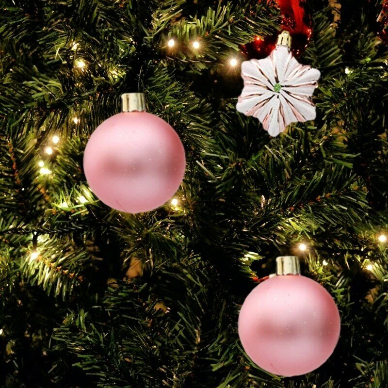 29 قطعة من زينة شجرة عيد الميلاد على شكل كرات وردية على شكل نجمة للديكور الاحتفالي 2024