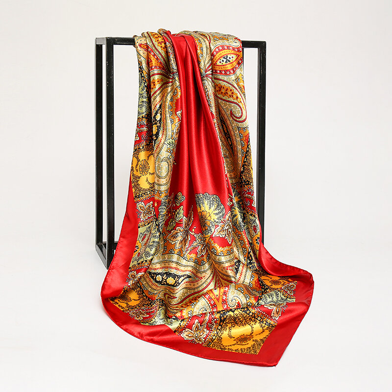 Освежающий квадратный шарф в европейском и американском стиле с цветочным рисунком, женский шарф, 90 цветов, оптовая продажа