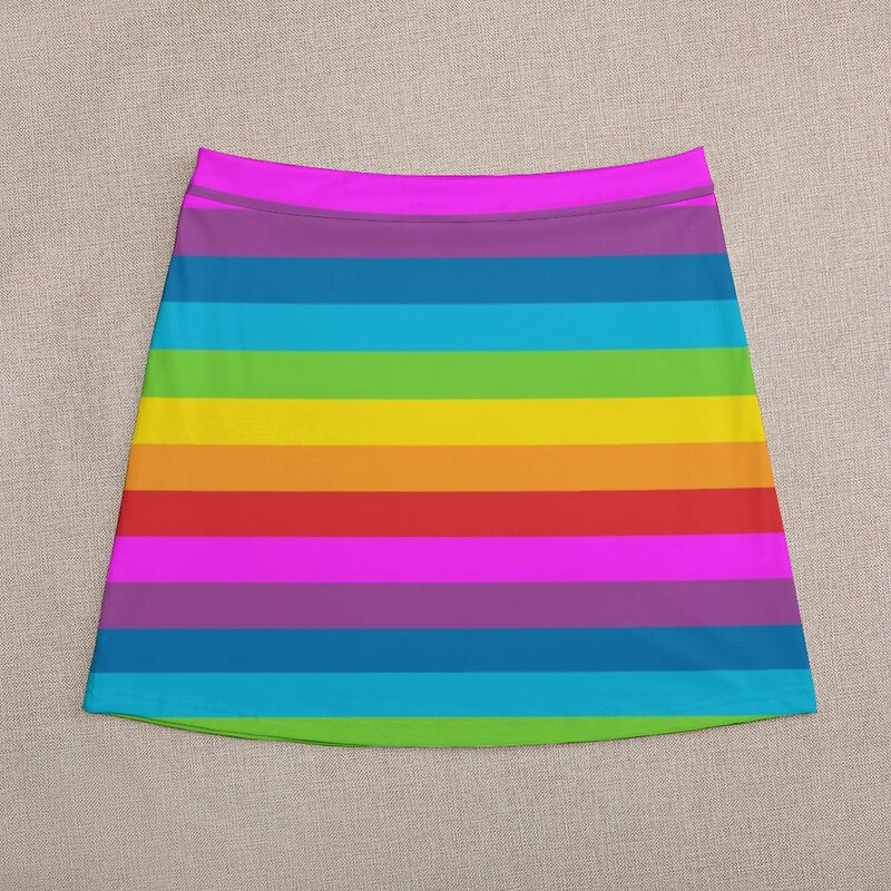 Minifalda a rayas de arcoíris para mujer, faldas de verano, 2023
