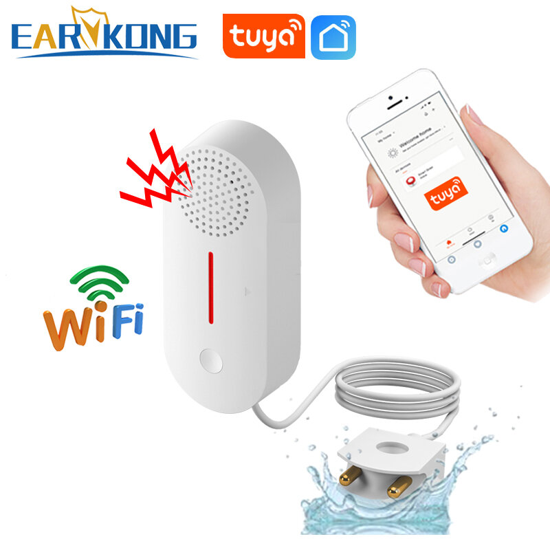 EARYKONG-Tuya WiFi Water Leakage Sensor, Liquid Leak Alarm, Detectores, 3 versões disponíveis, Smart Life App, fácil instalação