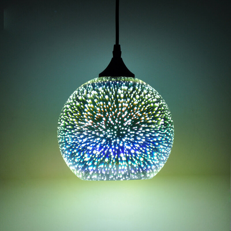 Illuminazione per interni lampade a sospensione in vetro 3D per la decorazione del soggiorno del giardino del partito lampada a Led fuochi d'artificio lampadari con paralume colorato