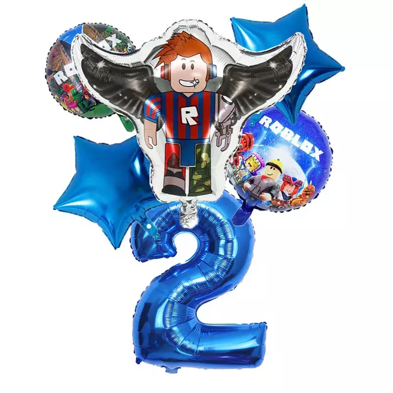 Roblox-子供のための数字付きバルーンセット,誕生日パーティーの装飾,漫画のキャラクター,アルミニウムのおもちゃ,子供へのギフト