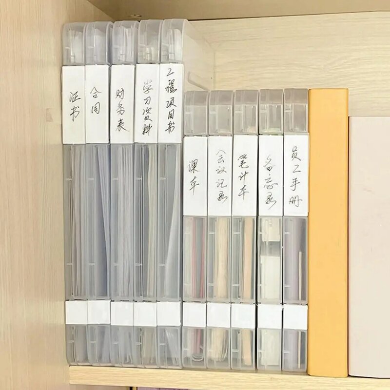 Caja de almacenamiento de archivos A4, organizador transparente de fácil identificación con doble hebilla para el hogar, la escuela y la Oficina