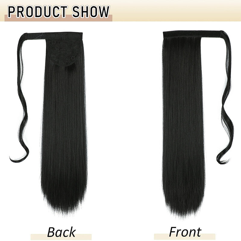 Long Straight/Wavy Ponytail Extended By 22 Inches Wrapped Synthetic Hair Extension Clip In Wig For Women Natural Soft Daily Use