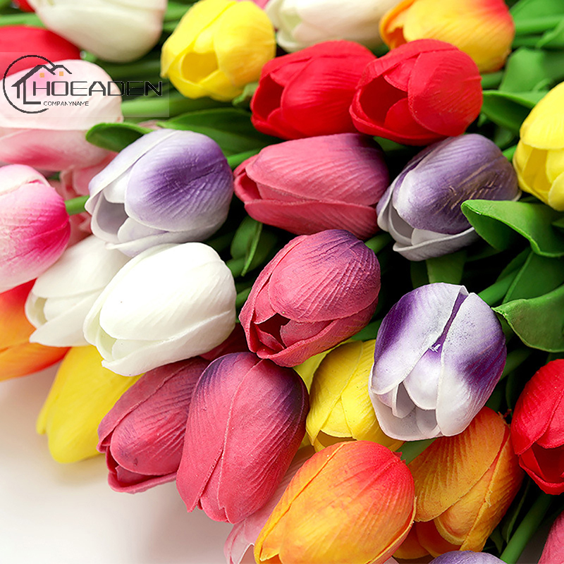 Buket bunga Tulip Mini PU tiruan bunga palsu lintas batas pernikahan rumah merasa pelembab Tulip grosir