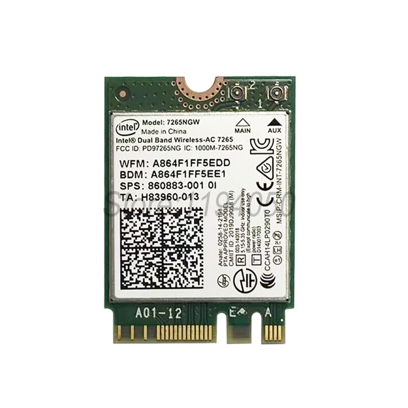 Kartu WIFI Dual Band, nirkabel-ac 7265 7256NGW 802.11AC 867Mbps Wi-Fi + Bluetooth 4.0 NGFF M.2 WLAN kartu WIFI intel 7265