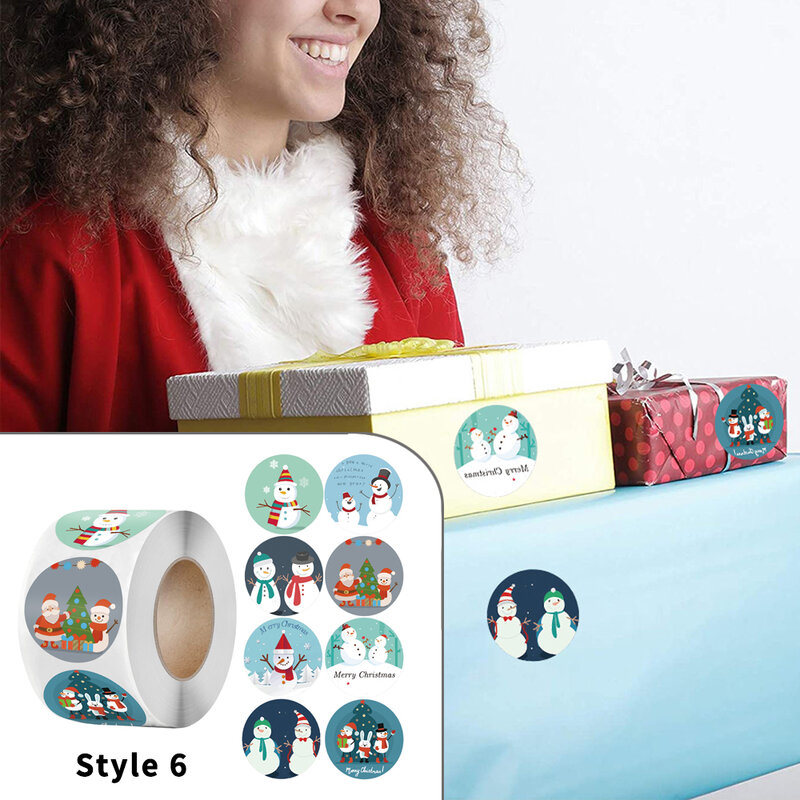 500 Stuks Vrolijke Kerstversiering Stickers Santa Hert Verpakking Ronde Sticker Labels Voor Envelop Nieuwjaar Feest Kerstversiering Cadeau