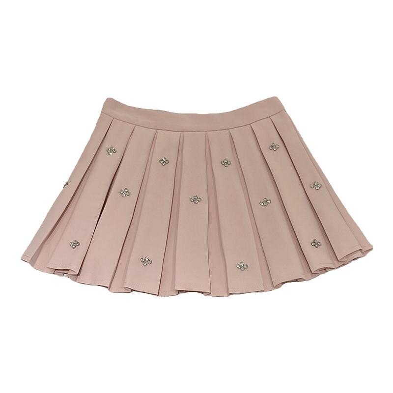 2024 Wiosenna mini spódniczka Harajuku Women Diamond Setting A-line Odzież damska Bawełniane modne spódnice z wysokim stanem Slim