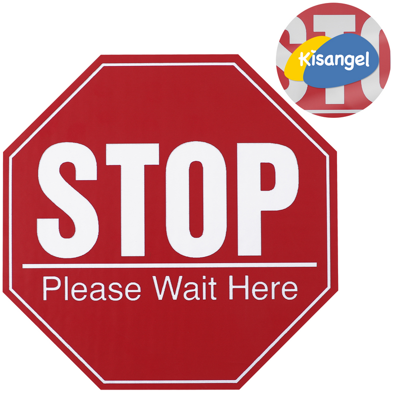 Toyvian Stop Sign Sticker Wall Decal 8X8 Inches Bus Stop Sign Floor Stickers Classroom Adhesive Floor Decal Social Distancing