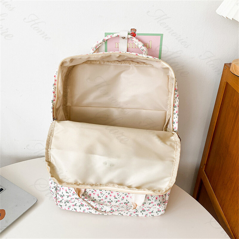 Custom Little Fresh Little Fragmented Flower Girl's Student Schoolbag Personalized Name Academy Style Outdoor Versatile Backpack