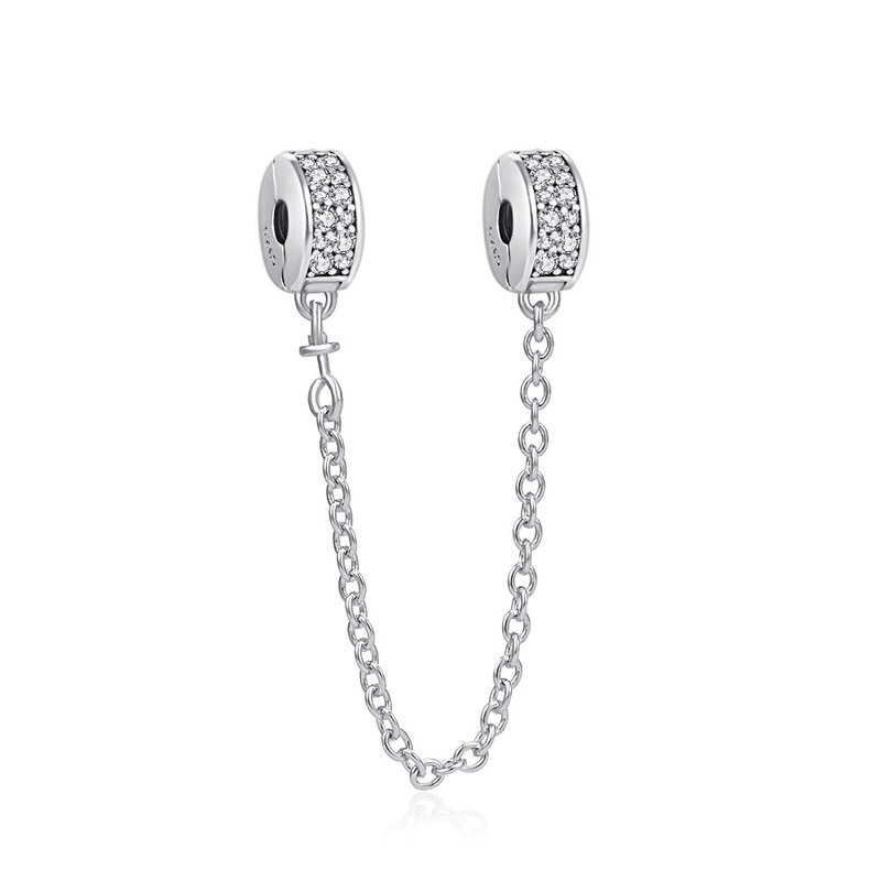 Prata 925 cintilante claro brilho coroa ervilha corrente de segurança charme talão caber pandora pulseira pandora jóias diy para mulher