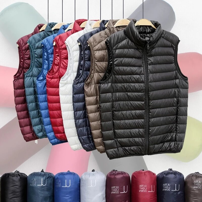 Manteau en duvet de canard ultra léger pour homme, haut précieux, fibre ultra fine, chaud, léger, nouveau, hiver, 2023