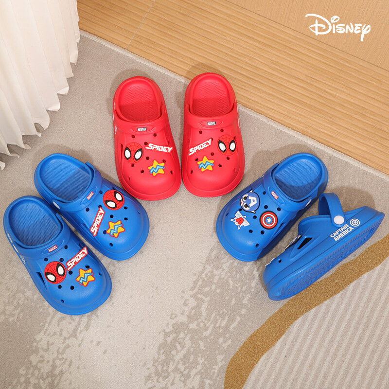 Disney Children's Sandals Cartoon Spiderman Boys Slippers Kids Soft Bottom Home Shoes Anti-slip Waterproof Sandals for 1-6Y