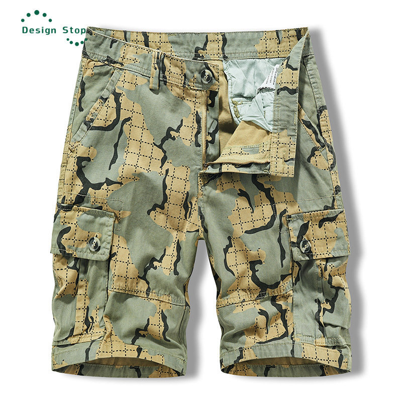 Summer Men's Camouflage Cargo Shorts Male Multiple Pockets Straight-leg Cargo Pants