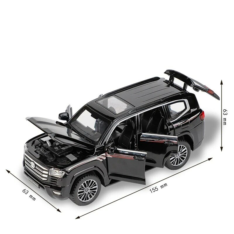 TOYOTA Land Cruiser LC300 SUV miniatura, coche de juguete fundido a presión, modelo de coche, puertas de luz y sonido que se pueden abrir, colección de regalo para niños, 1/32
