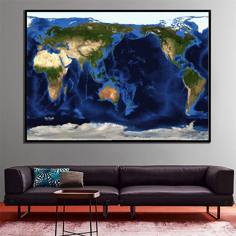 59*42cm Map of The World Wall Art Posters Non-woven Canvas Painting Decorative Prints Home Decoration Office Supplies