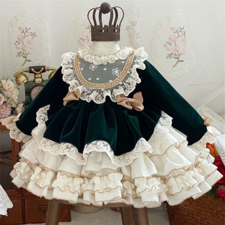 Gaun Lolita gaun ulang tahun bayi gaun perayaan satu tahun antik elegan busur Tutu Vestido pakaian bayi gaun bola Pangeran