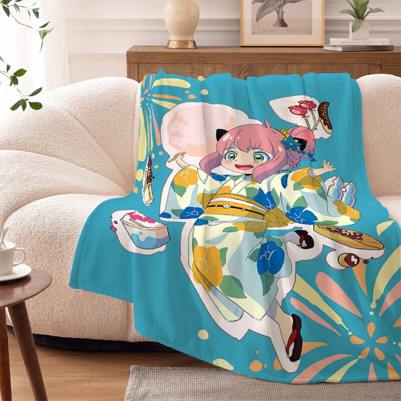 Anime Bed Blanket Sofa S-spyscine family Digital Print Warm Winter Fleece Camping Nap flanella Fluffy Soft coperte biancheria da letto in microfibra