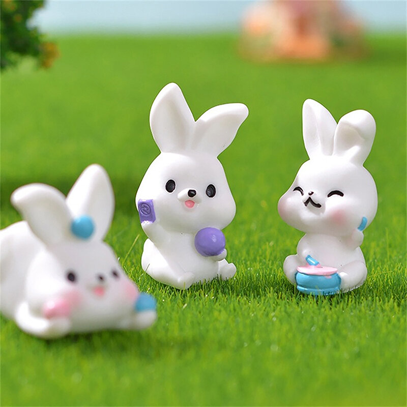 Kawaii Mini Sihir acara kelinci ornamen Model lucu kelinci Figurine mikro lanskap dekorasi DIY rumah boneka miniatur mainan hadiah baru