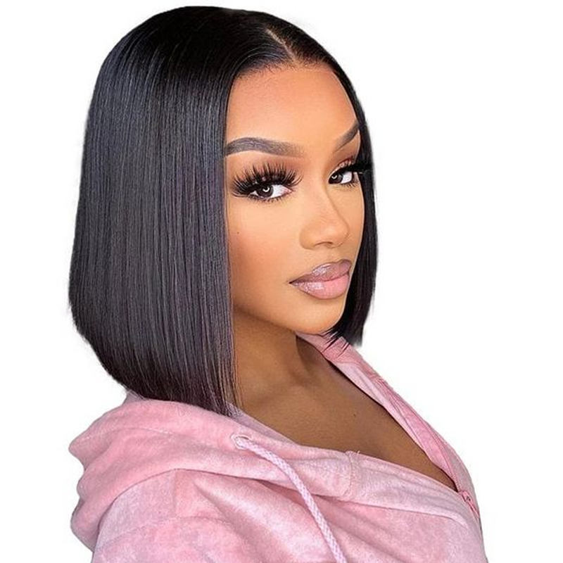 Wear To Go Wig Short Cute Bob Cut Human Hair Lace Wigs For Women Middle Part Lace Wig Peruvian Remy Short Straight Lace Bob Wig