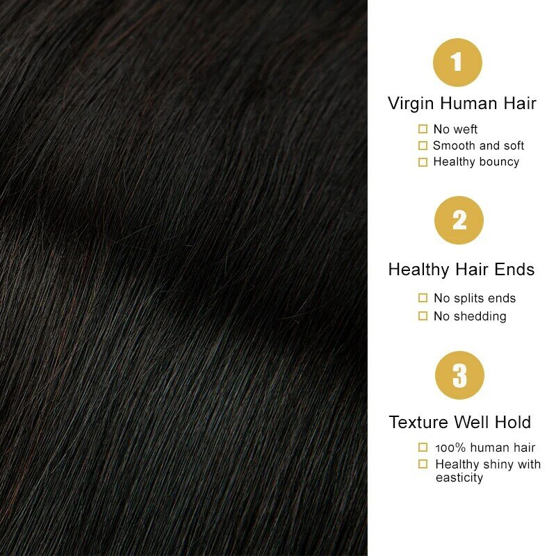 100% cabello humano liso a granel sin trama, extensión de cabello virgen, cabello liso brasileño a granel para trenzar