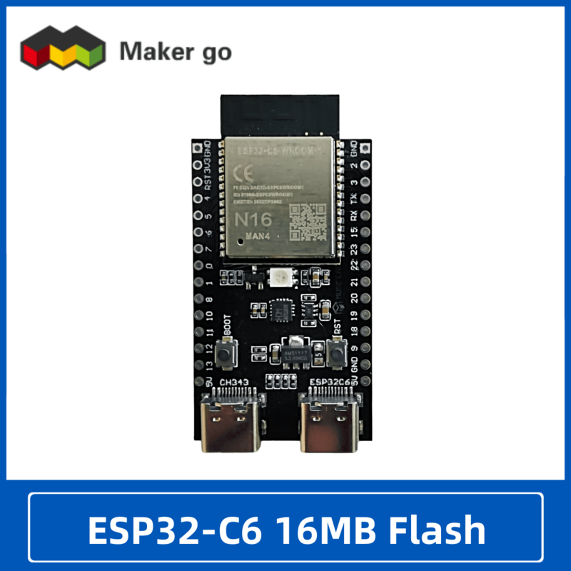 ESP32-C6 Conselho de Desenvolvimento para Arduino, WiFi e Bluetooth, Internet das Coisas, ESP Core Board, DevKit N16R2, 16MB Flash, ESP32-C6