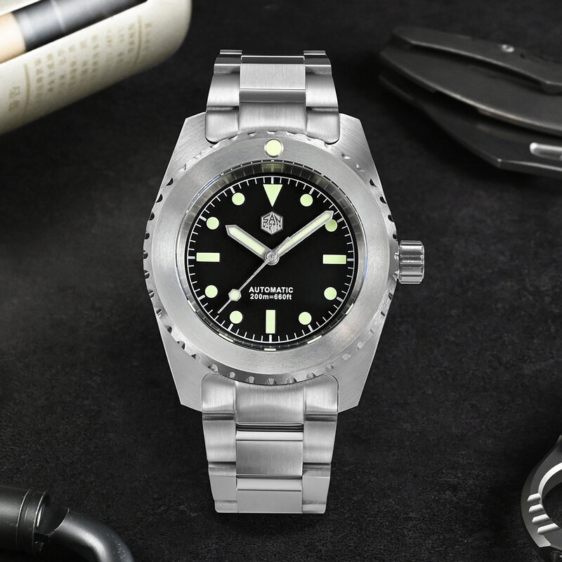 San Martin jam tangan Diver pria, arloji mekanis klasik 41mm Vintage Miyota berputar sendiri tahan air 200M SLN C3 bercahaya