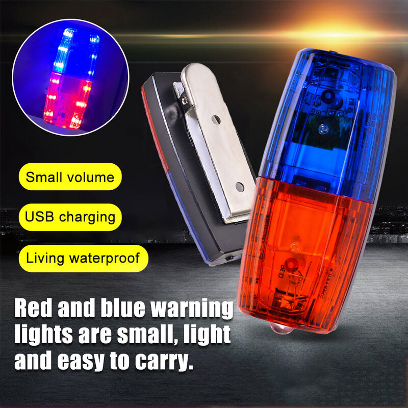 Spia luminosa a spalla a LED rossa e blu Clip a spalla della polizia luce igienico-sanitaria lampada stroboscopica di segnale Flash di allarme di pattuglia di sicurezza