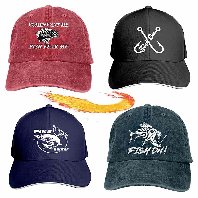 Women Want Me Fish Fear Me Washed Baseball Cap Trucker Hat Adult Unisex Adjustable Dad Hat Summer Breathable Stretch Hats