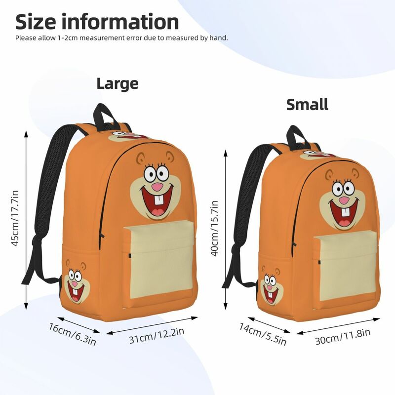 소녀 십대 학생용 만화 다람쥐 배낭 책가방, 귀여운 다람쥐 디자인 가방, 여행용 데이팩