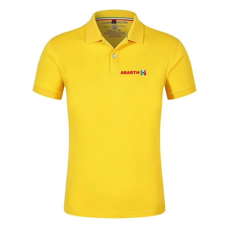 Męska koszulka polo Abarth Summer Classics Zwykła koszulka polo z klapami Wygodna, jednokolorowa, swobodna, bawełniana koszulka z krótkim rękawem i nadrukiem
