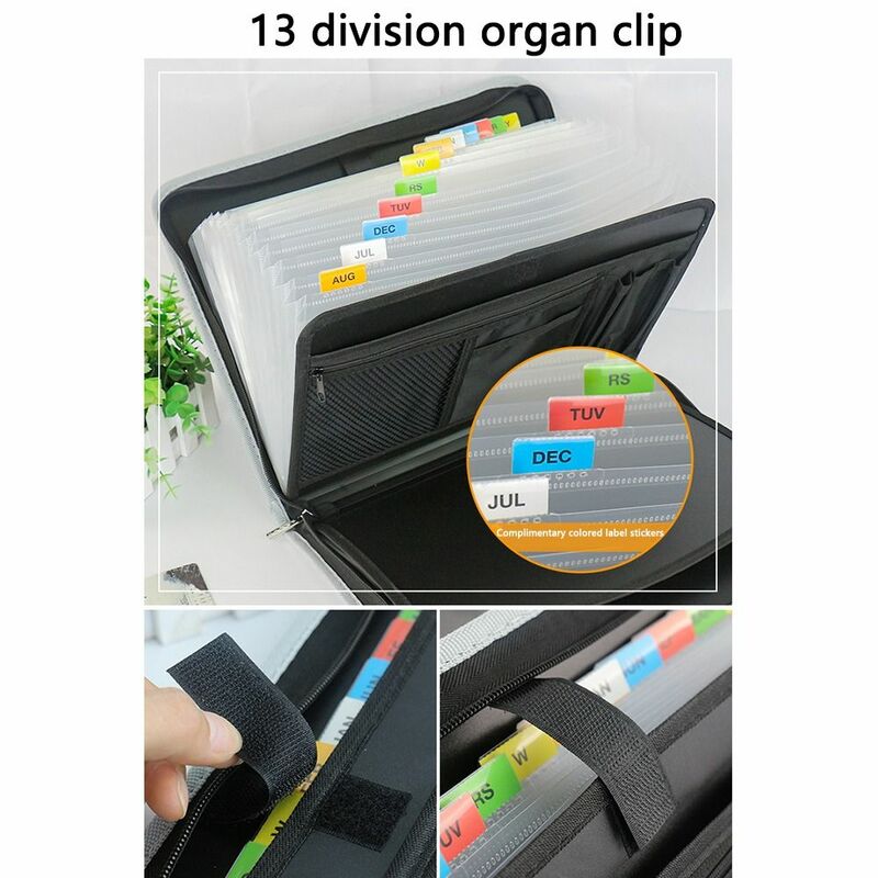 Waterproof Accordion File Organizer Safe Zipper 13 Pocket Filing Holder Pouch Larger Capacity Colorful Tabs