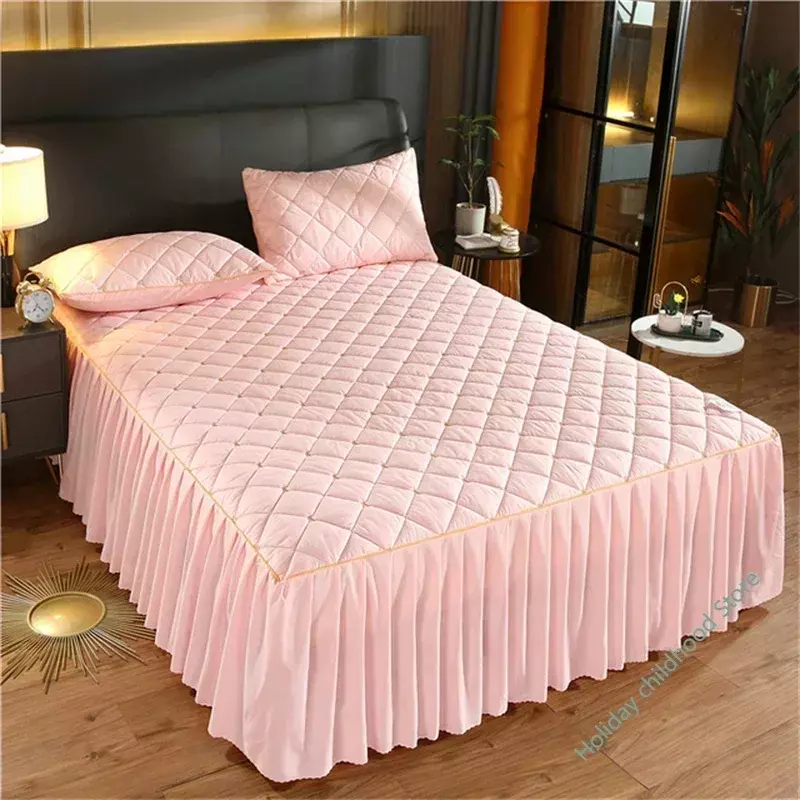 Luksusowe grube różowe pikowane łóżko rozłożone rozmiar Queen Nordic wysokiej jakości plisowana narzuta na łóżko haft narzuta