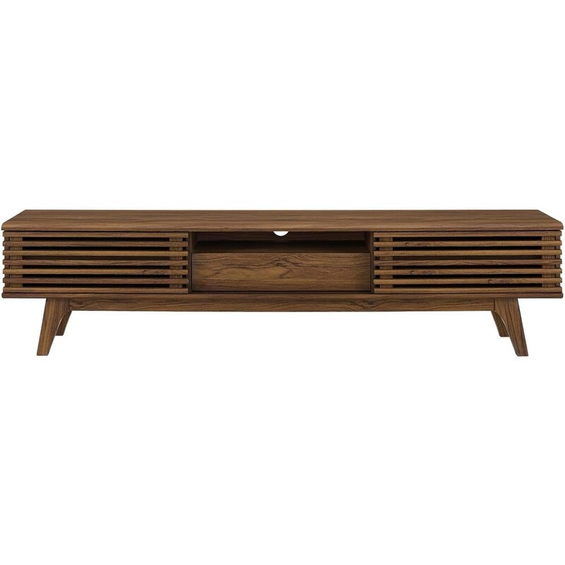 New Modway Render 70 "Mid-Century Modern Low Profile Entertainment TV Stand, 70 pollici, noce