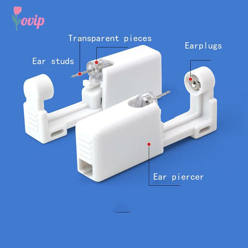 3 Pack Self Ear Piercing Gun Disposable Self Ear Piercing Gun Kit Safety Ear Piercing Gun Kit Tool with 4mm Earring Studs