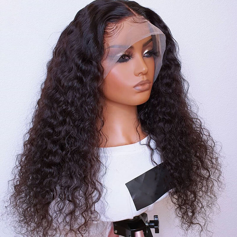Натуральный черный бесклеевой мягкий длинный кудрявый парик плотностью 26 дюймов 180 с кружевом спереди для женщин, Детские волосы, предварительно выщипанные, термостойкие, повседневные