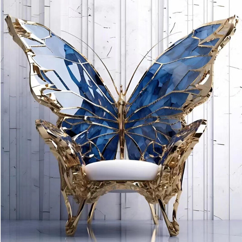 Silla de ocio individual, sillón de estilo mariposa, personalidad especial moderna, estilo retro del norte de Europa, lujo ligero, villa, hotel