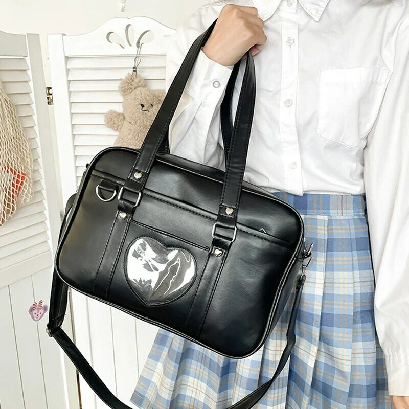 حقيبة يد من الجلد الصناعي بسعة كبيرة للفتيات ، حقيبة الزي المدرسي ، مخلب لوليتا للإناث ، حقيبة يد جامعية ، اليابان