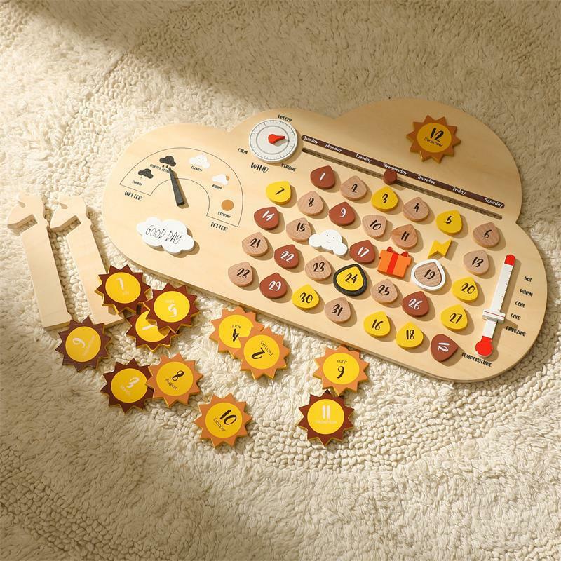 Montessori nauczanie zegara czasu poznawczego cyfrowa zabawki do wczesnej edukacji zegar z kalendarzem pogody i hobby Yz19