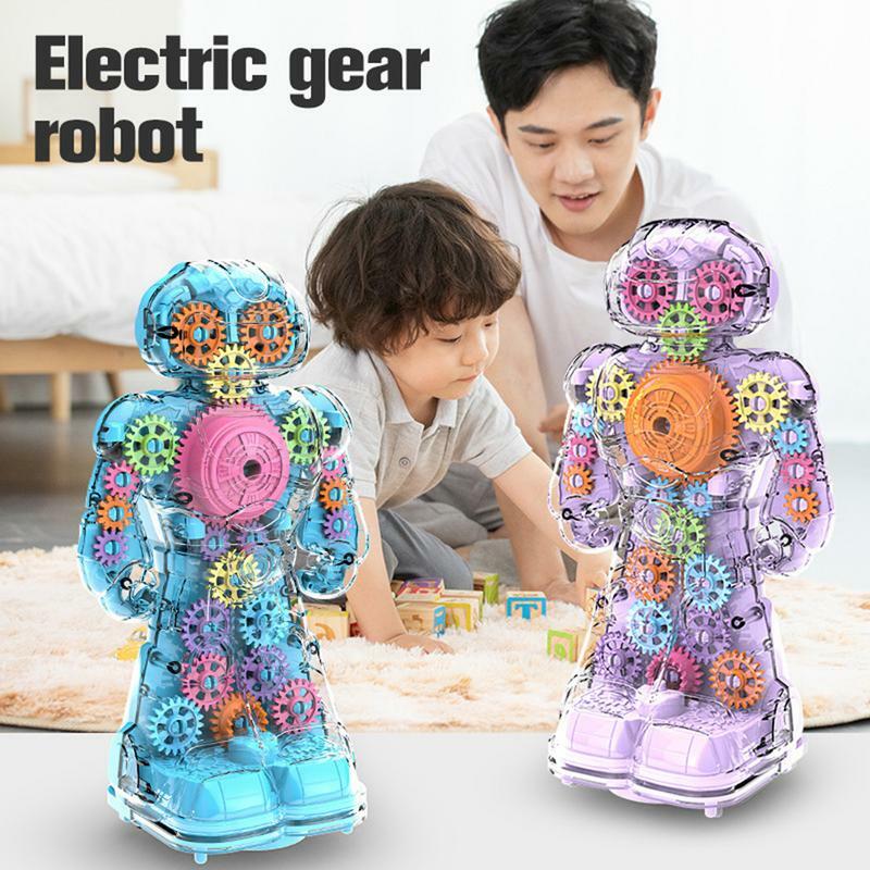 Eletrônico inteligente andando dança robô brinquedo, modelo educativo simulado transparente, brinquedos de música, presentes robóticos, mesa de mesa