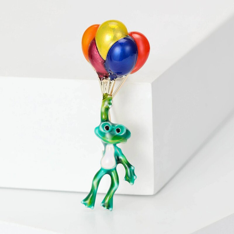 Spille a forma di rana con palloncino smaltato per donna spille per animali Unisex accessori per feste Casual regali