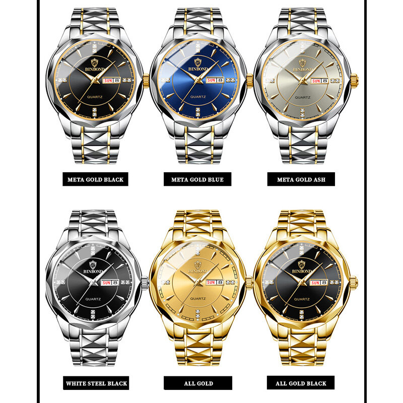 BINBOND B5552 Lnternational модный бренд мужские часы спортивные военные стальной ремешок 50 м водонепроницаемые светящиеся мужские деловые наручные часы