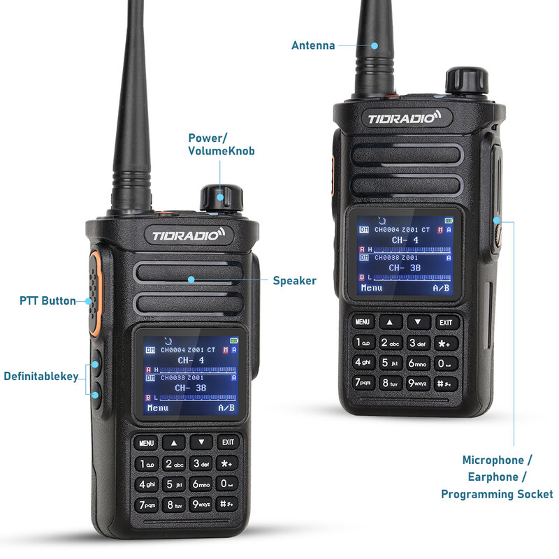 Tidradio td dp738 dmr digitales walkie talkie ham radiosender walkie-talkies profession elles amateur-funkgerät vhf uhf gps 10w